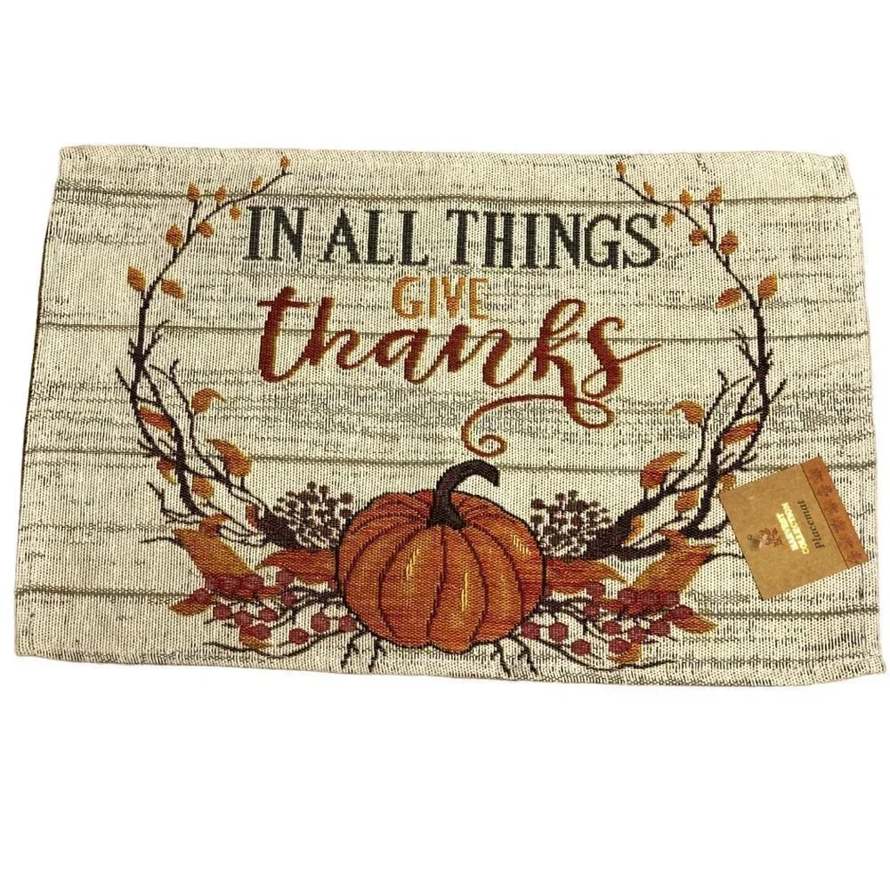HARVEST COLLECTION SET OF 4 FALL‎ PRINT TAPESTRY PLACE MAT 13X19 NEW WITH TAG